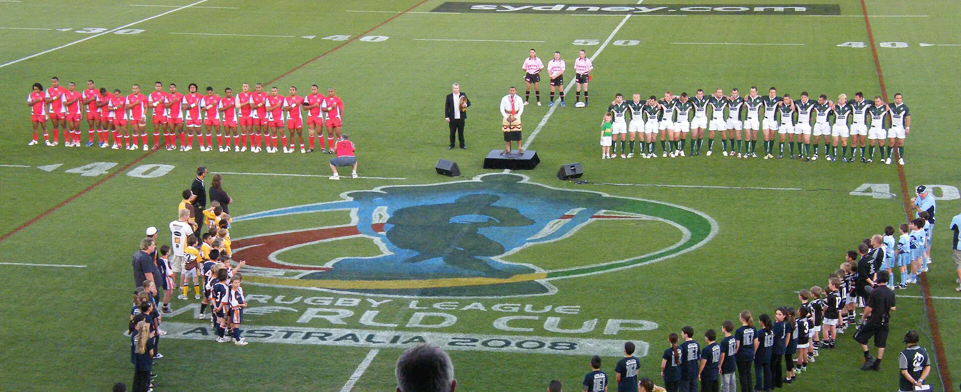 Tonga's national rugby league team in action